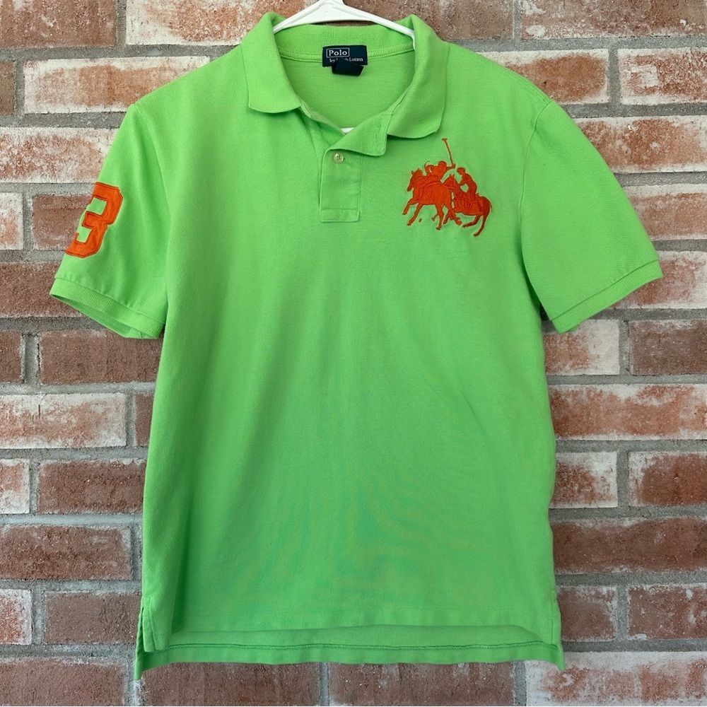 Polo Ralph Lauren Green Short Sleeve Pony 3 Shirt Boys Youth Large Embroidered